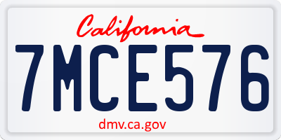 CA license plate 7MCE576
