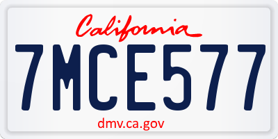 CA license plate 7MCE577
