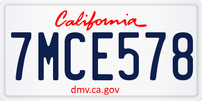 CA license plate 7MCE578