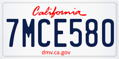 CA license plate 7MCE580