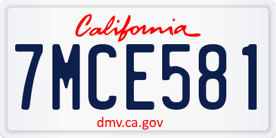 CA license plate 7MCE581