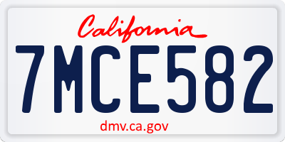 CA license plate 7MCE582