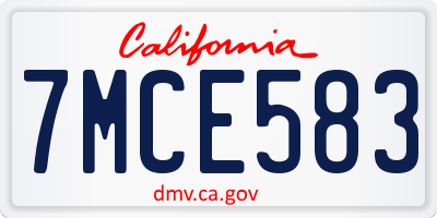 CA license plate 7MCE583