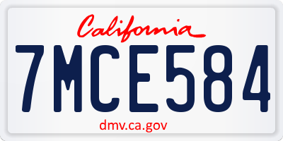 CA license plate 7MCE584