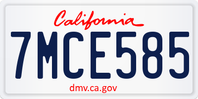 CA license plate 7MCE585