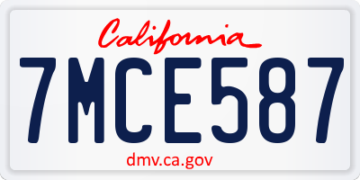 CA license plate 7MCE587