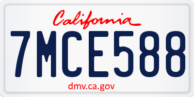 CA license plate 7MCE588