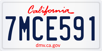 CA license plate 7MCE591