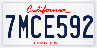CA license plate 7MCE592