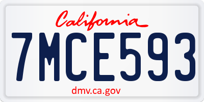 CA license plate 7MCE593