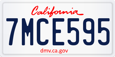 CA license plate 7MCE595