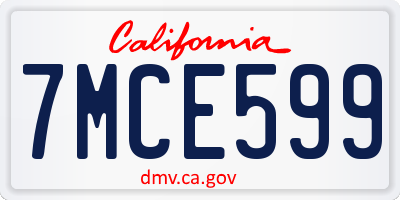 CA license plate 7MCE599