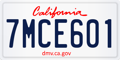 CA license plate 7MCE601