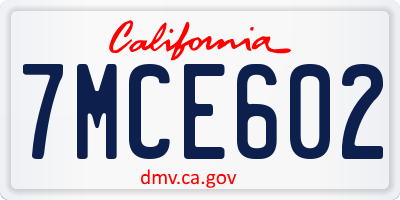 CA license plate 7MCE602