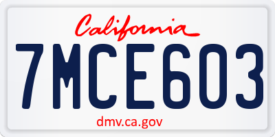 CA license plate 7MCE603