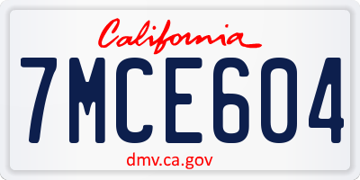 CA license plate 7MCE604