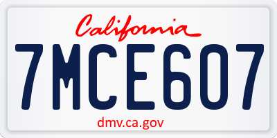 CA license plate 7MCE607