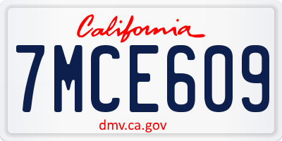 CA license plate 7MCE609