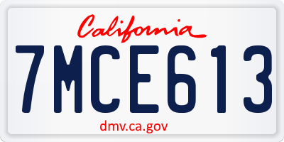 CA license plate 7MCE613