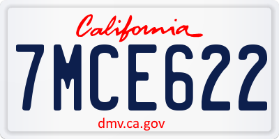 CA license plate 7MCE622