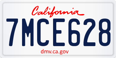 CA license plate 7MCE628