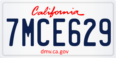 CA license plate 7MCE629