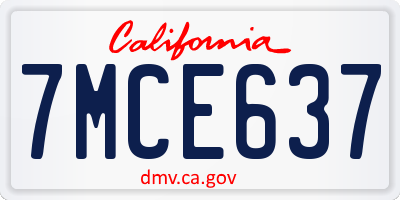 CA license plate 7MCE637
