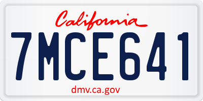 CA license plate 7MCE641