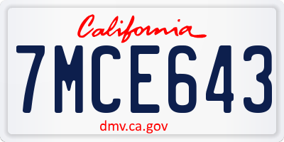 CA license plate 7MCE643