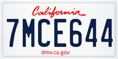 CA license plate 7MCE644