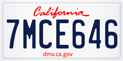 CA license plate 7MCE646