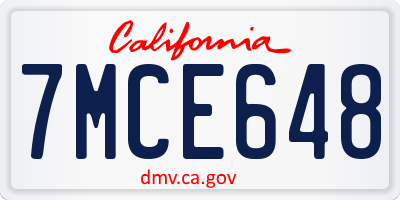 CA license plate 7MCE648