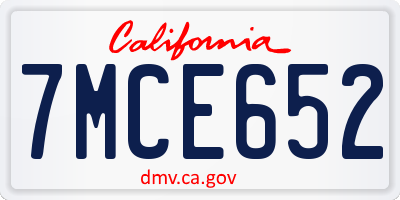 CA license plate 7MCE652