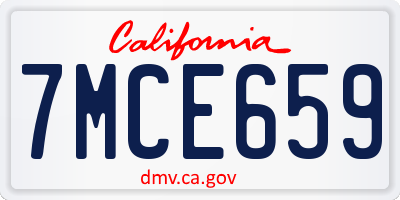 CA license plate 7MCE659
