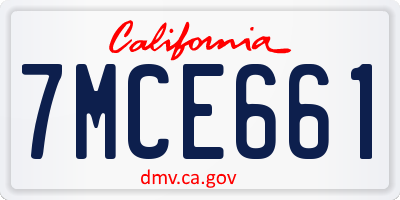 CA license plate 7MCE661
