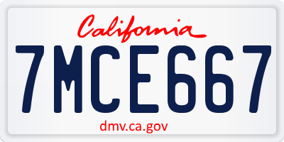 CA license plate 7MCE667
