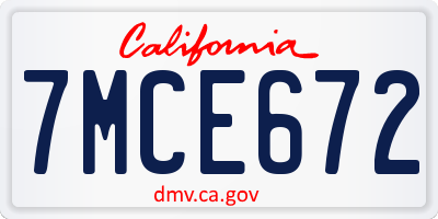 CA license plate 7MCE672