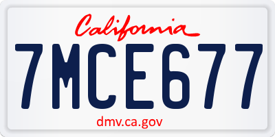CA license plate 7MCE677