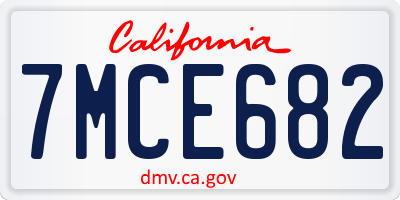 CA license plate 7MCE682