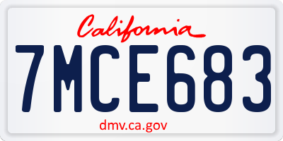 CA license plate 7MCE683