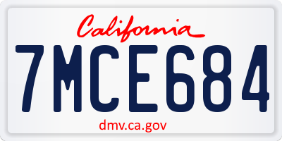 CA license plate 7MCE684