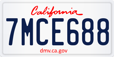 CA license plate 7MCE688