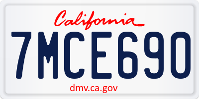 CA license plate 7MCE690