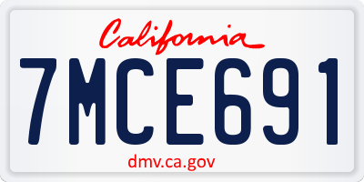 CA license plate 7MCE691
