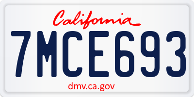 CA license plate 7MCE693