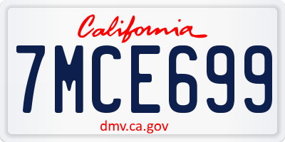 CA license plate 7MCE699