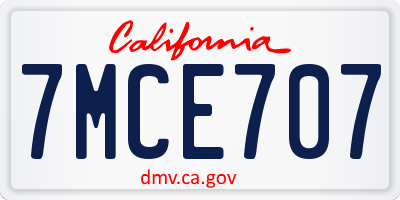 CA license plate 7MCE707