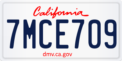 CA license plate 7MCE709