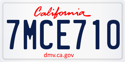 CA license plate 7MCE710