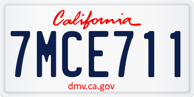 CA license plate 7MCE711